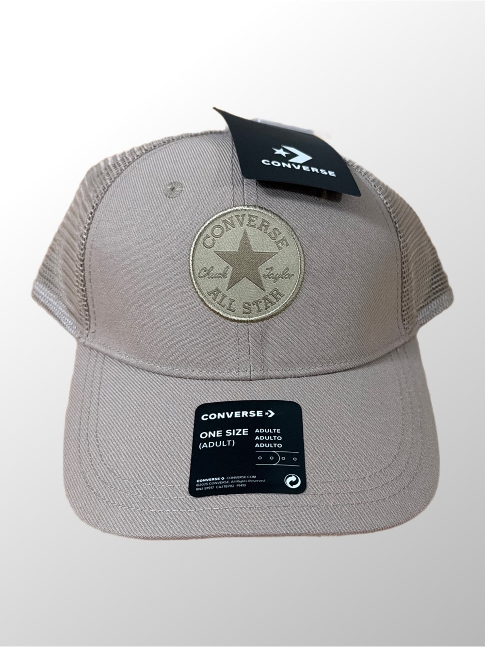 Converse Mesh Trucker Cap in Taupe and Black One Size SnapBack NEW